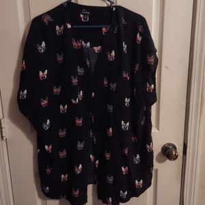 Bulldog Sunglasses Dolman Button Down Top torrid size 3